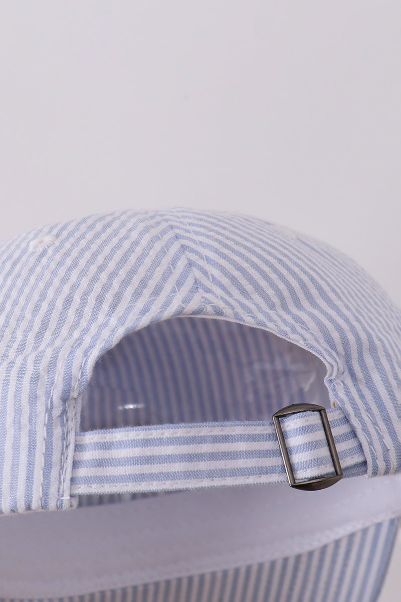 Puppy Embroidered Seersucker Cap