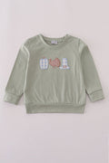 Sage pumpkin turkey applique top
