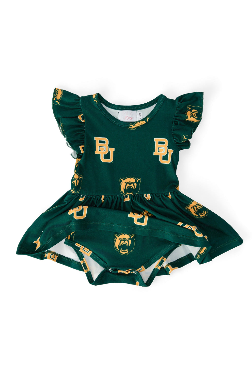 Baylor Green Bear S/S Flutter Twirl Bodysuit