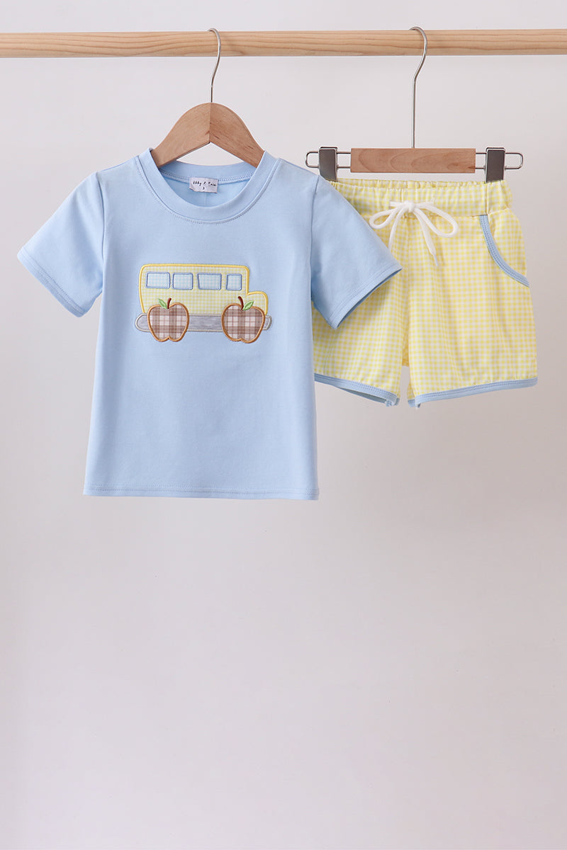 Blue Bus Applique Set